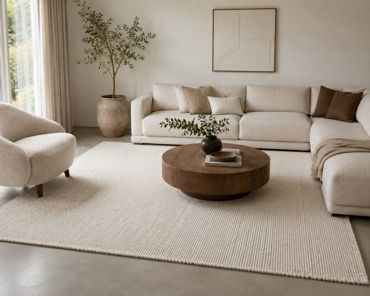 Vlak wollen vloerkleed Vieve Offwhite 161 interieur