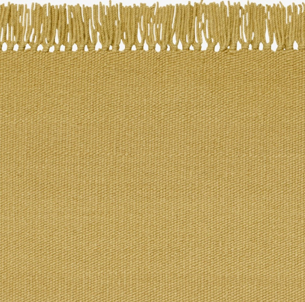 Design vloerkleed Kvadrat Kelim Coloured Fringes licht oker C2222