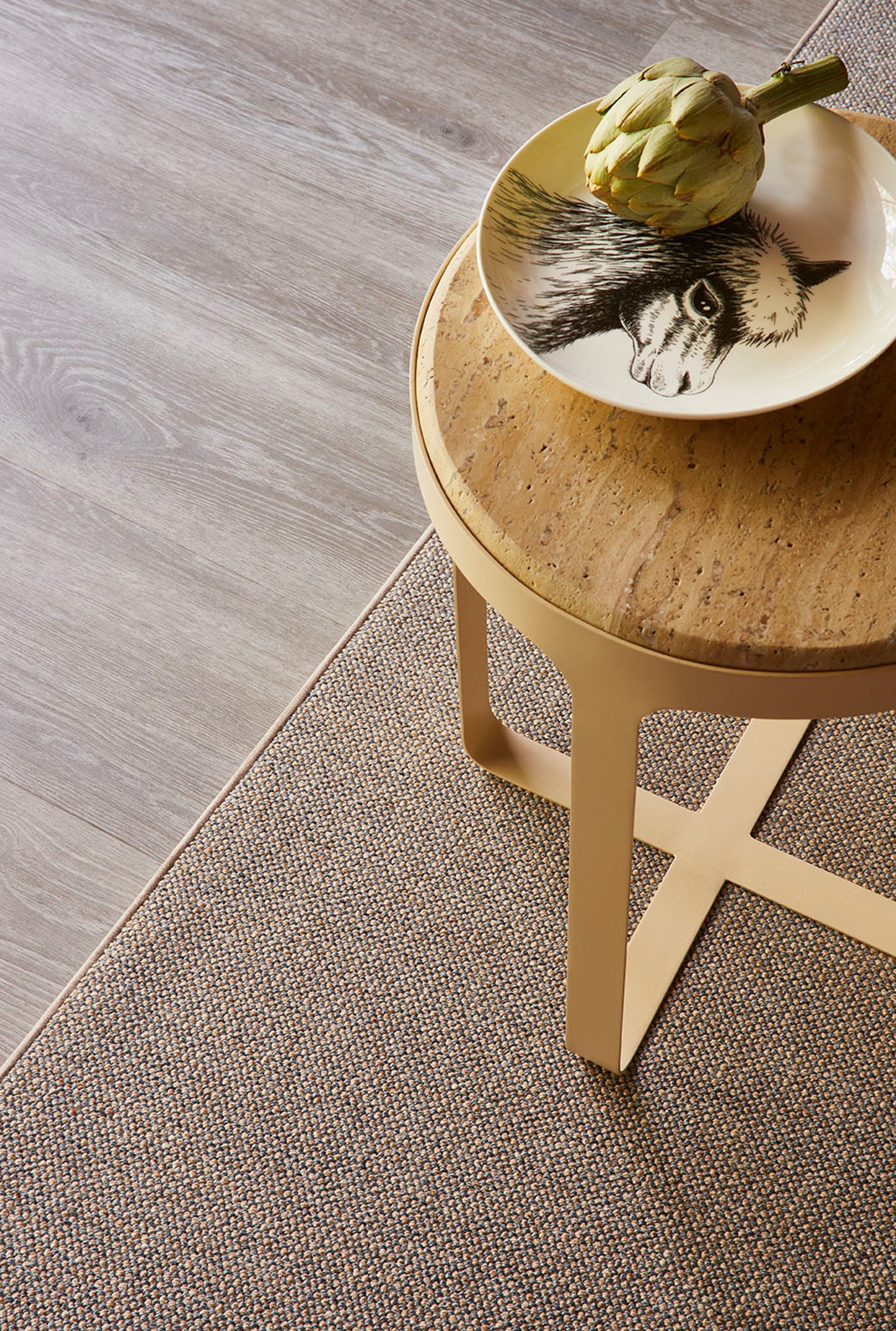 Wol Kantoorvloerkleed vlak geweven Roos Grijs Beige 115 sfeer 1