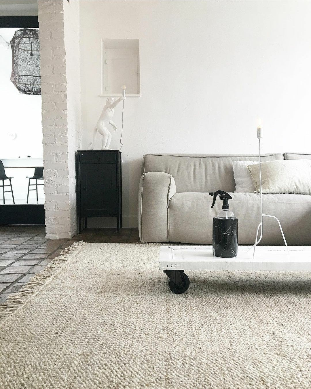 Wollen vloerkleed Veerle Beige interieur