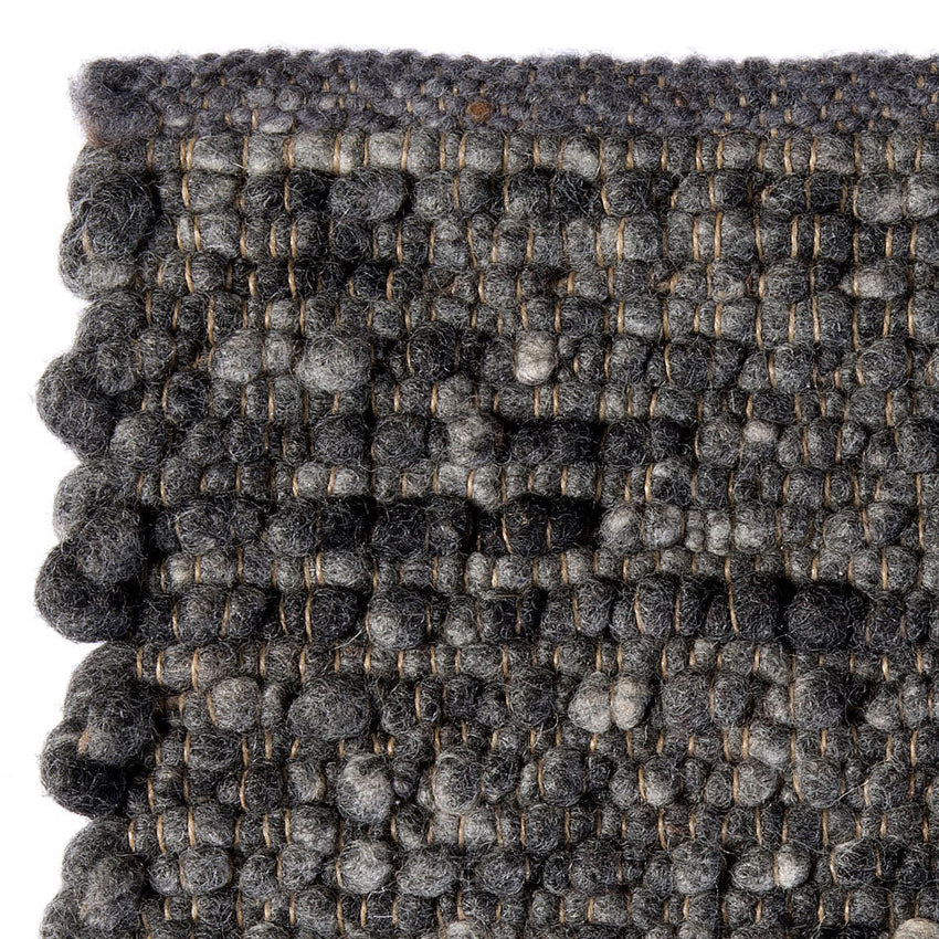 Wollen vloerkleed gevlochten Vera Houtskool 04 detail