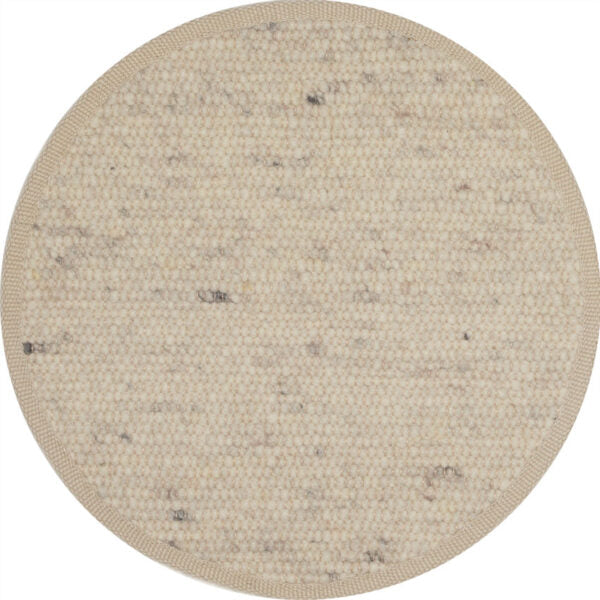Wollen vloerkleed handgeweven Arna Rond Offwhite 03