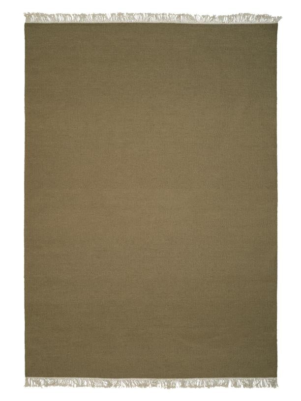 Wollen vloerkleed hip met flosjes Robijn Olive