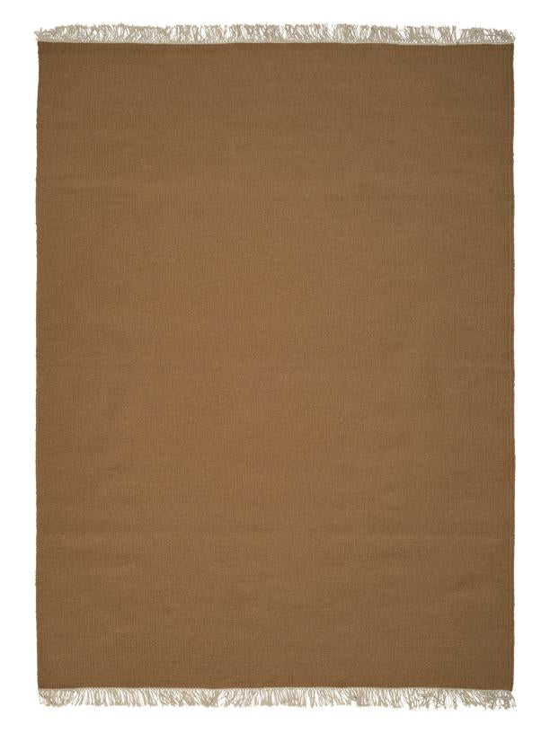 Wollen vloerkleed hip met flosjes Robijn Terracotta