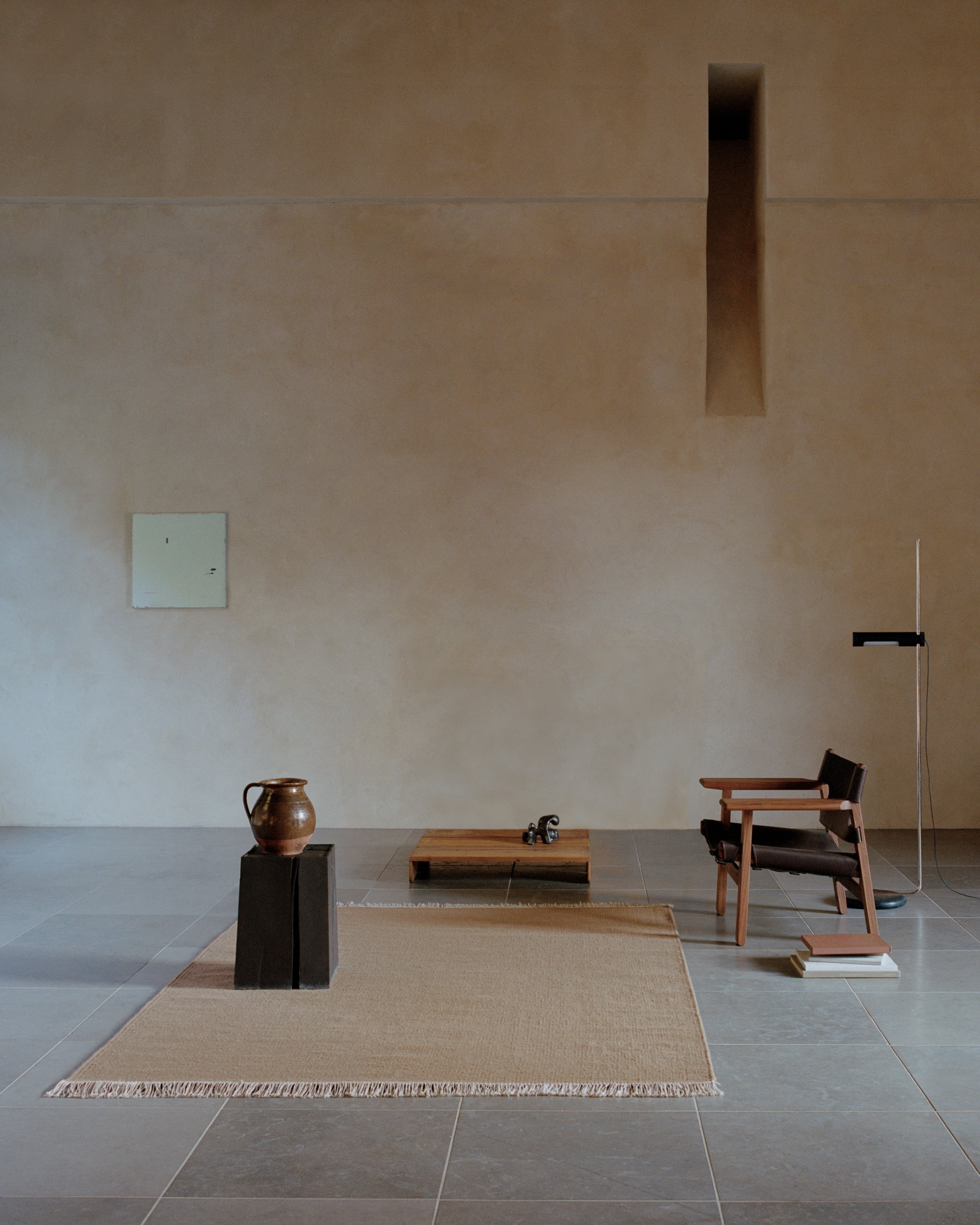 Wollen vloerkleed hip met flosjes Robijn Terracotta Sfeer