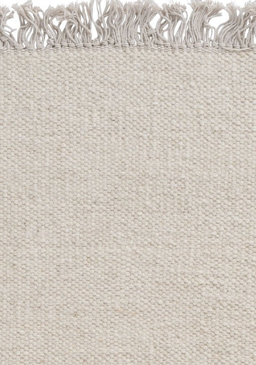 Wollen vloerkleed hip met flosjes Robijn White detail