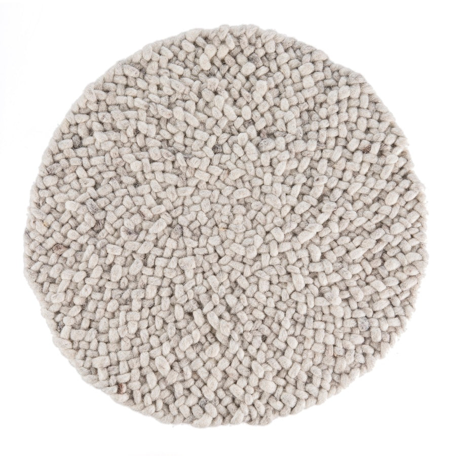 Rond wollen vloerkleed Romee Wit Grijs 003