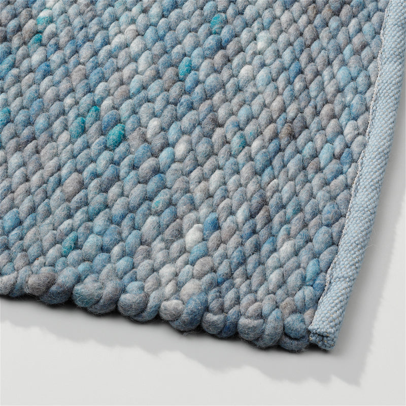 Wollen vloerkleed gevlochten Lisanne Blauw 153; Wollen vloerkleed gevlochten Lisanne Blauw 153