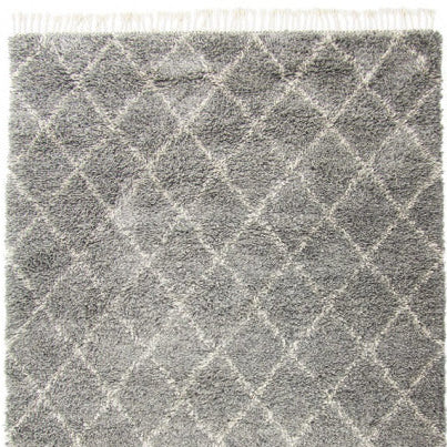 Berber vloerkleed hoogpolig Beni Ouarain Design 6 Wit; Berber vloerkleed hoogpolig Beni Ouarain Design 6 Wit