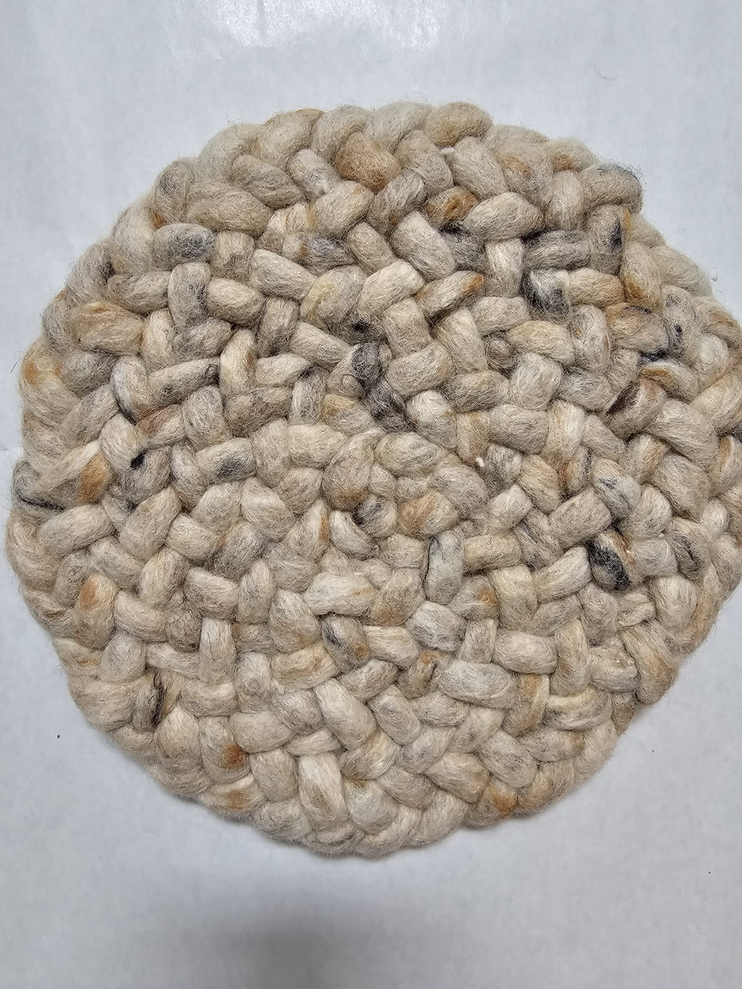 Rond wollen vloerkleed Romee in stock Beige mix 02; Rond wollen vloerkleed Romee in stock Beige mix 02