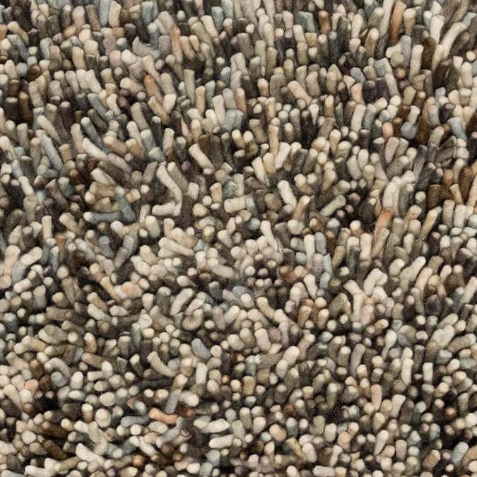 Hoogpolig wollen vloerkleed Jade Grijs Taupe Mix