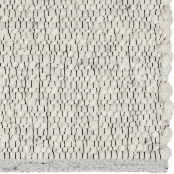 Handgeweven wollen vloerkleed Senna Offwhite 01