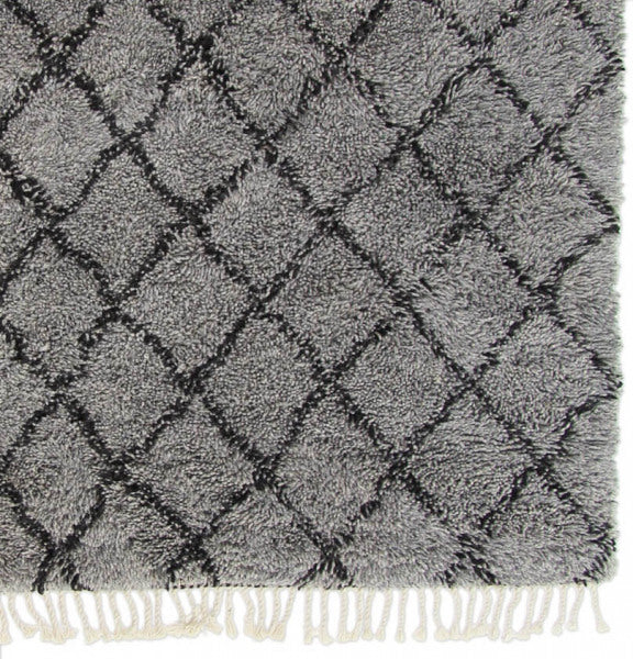 Berber vloerkleed hoogpolig Beni Ouarain Design 6 Zwart; Berber vloerkleed hoogpolig Beni Ouarain Design 6 Zwart; Berber vloerkleed hoogpolig Beni Ouarain Design 6 Zwart