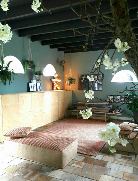 Wollen vloerkleed met jute Gan Raw Roze; Wollen vloerkleed met jute Gan Raw Roze; Wollen vloerkleed met jute Gan Raw Roze