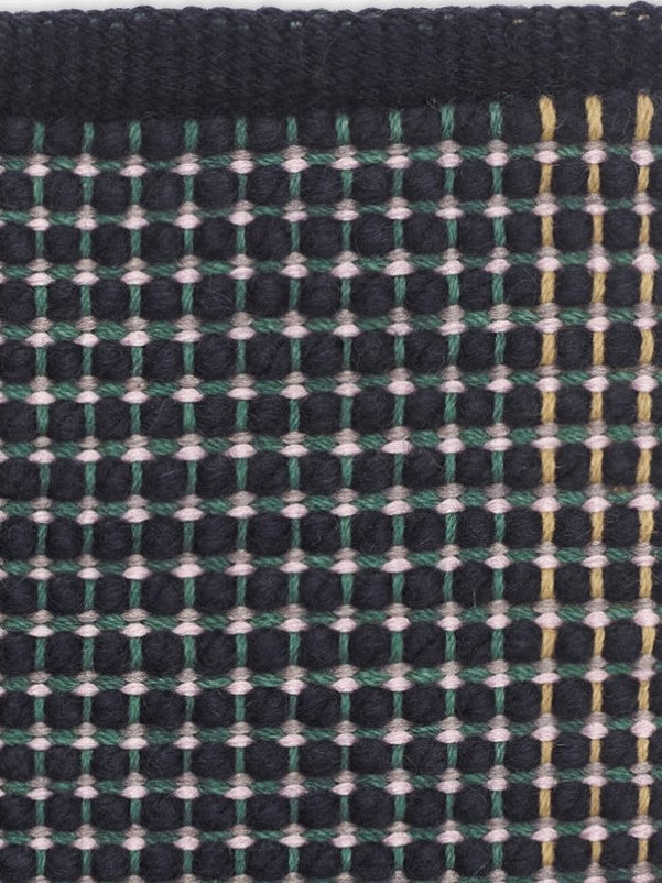 Kvadrat vloerkleed Element C0970 zwart groen geel