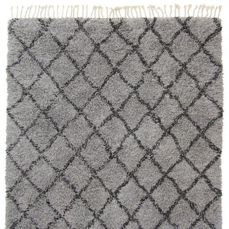 Berber vloerkleed hoogpolig Beni Ouarain Design 6 Zwart; Berber vloerkleed hoogpolig Beni Ouarain Design 6 Zwart; Berber vloerkleed hoogpolig Beni Ouarain Design 6 Zwart