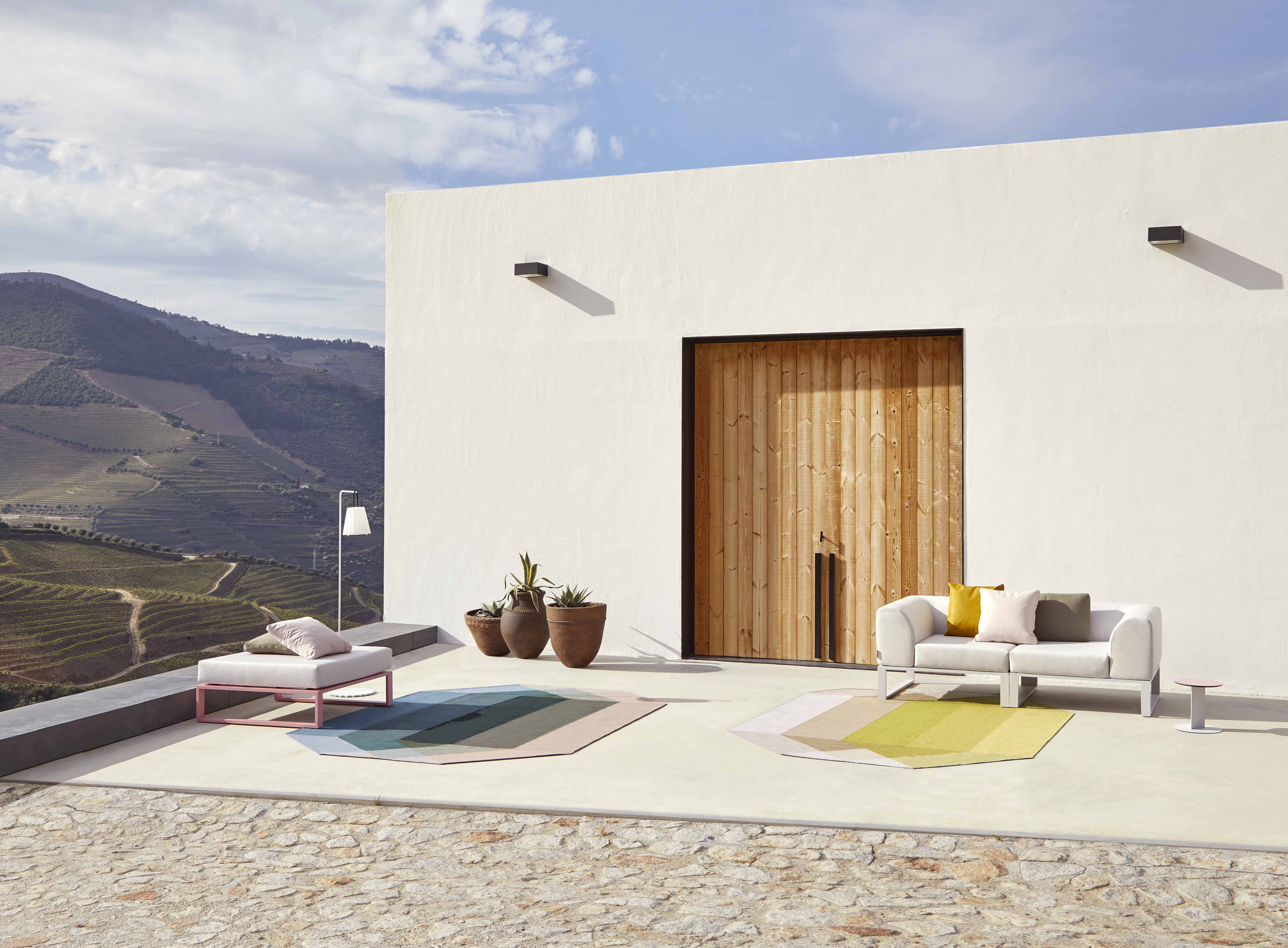 Buitenvloerkleed Gan Rugs Diamond Nude Petrol Interieur