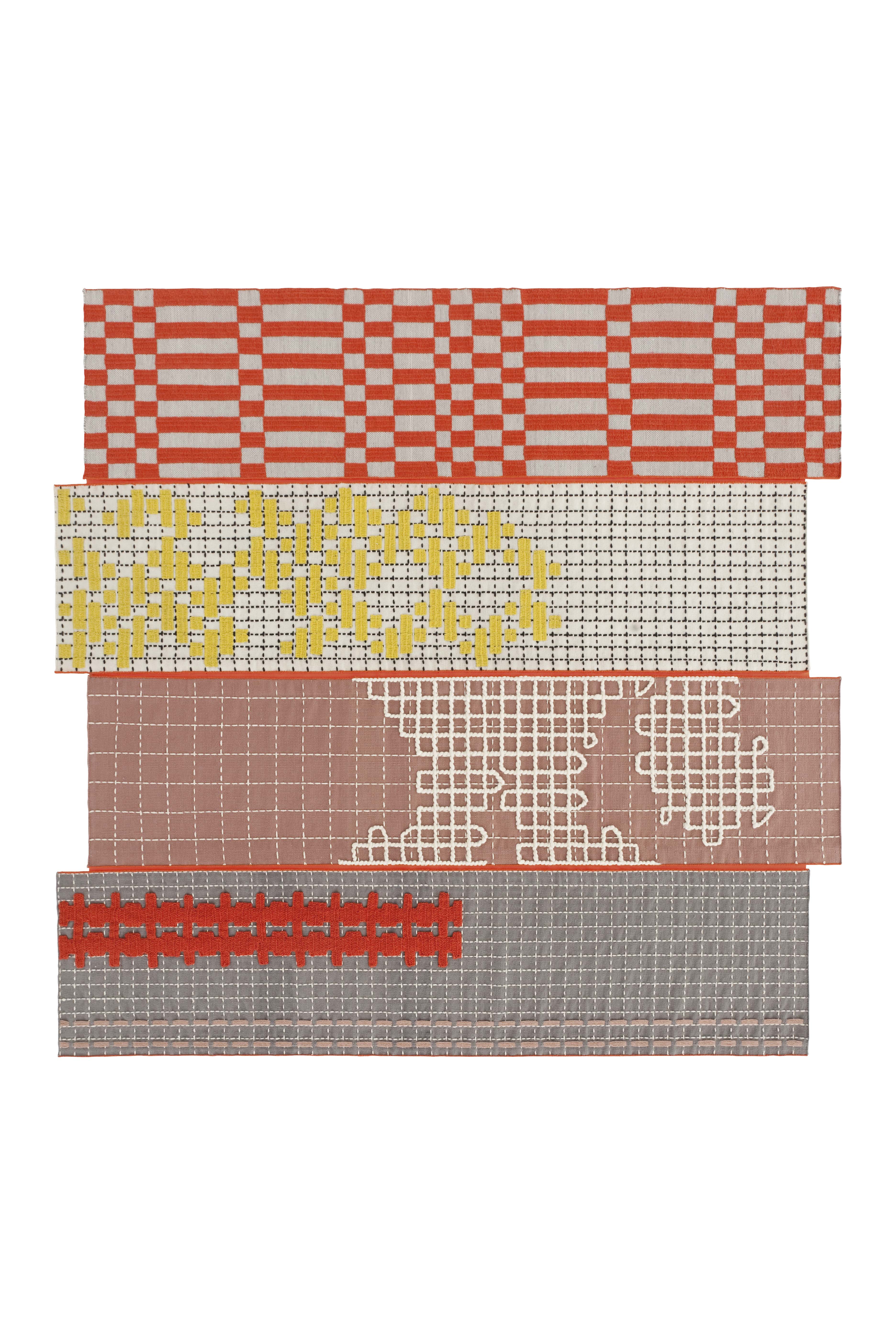 Design vloerkleed Gan Rugs Bandas Alfombras Orange 4 banen