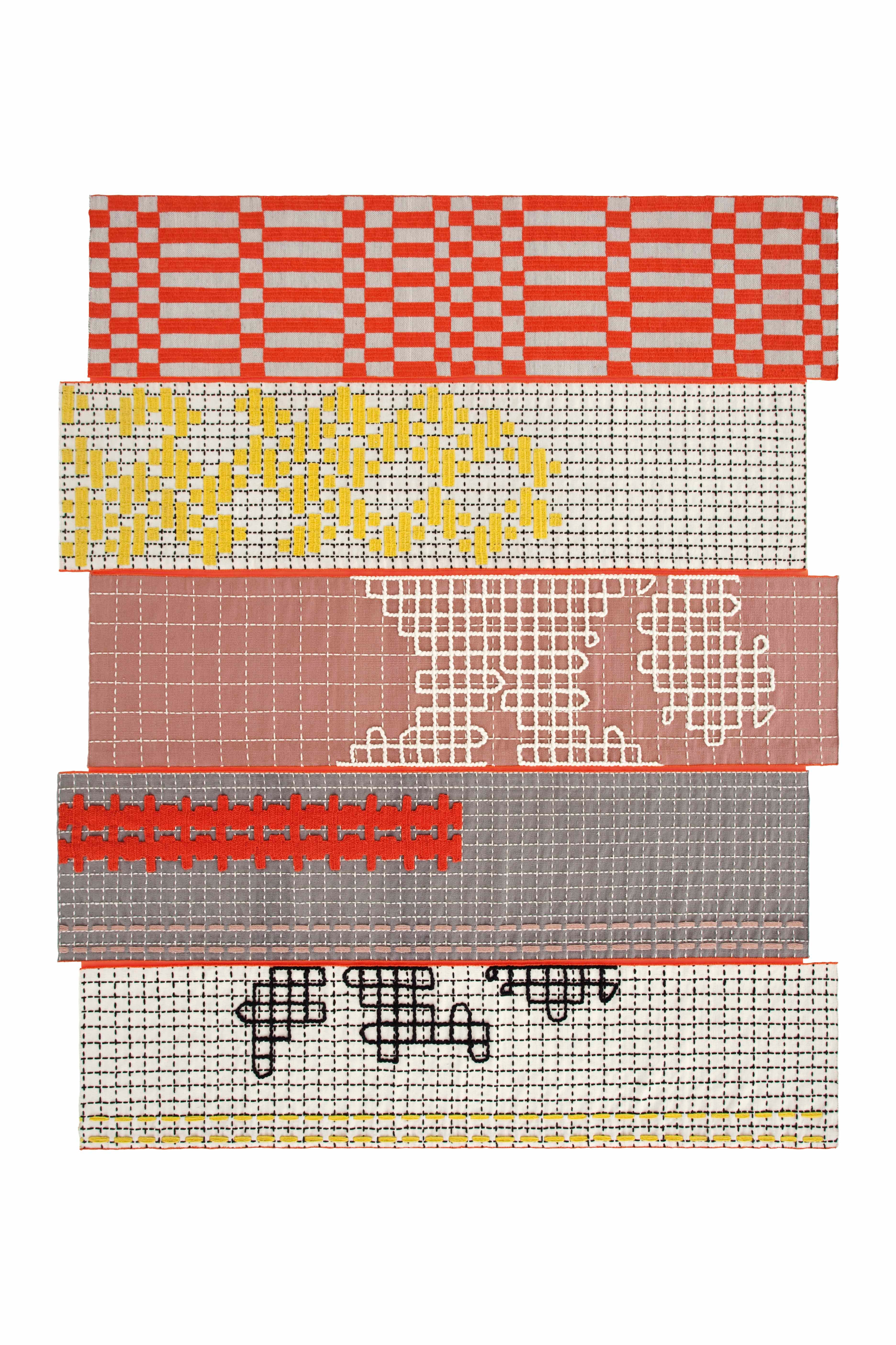 Design vloerkleed Gan Rugs Bandas Alfombras Orange 5 banen