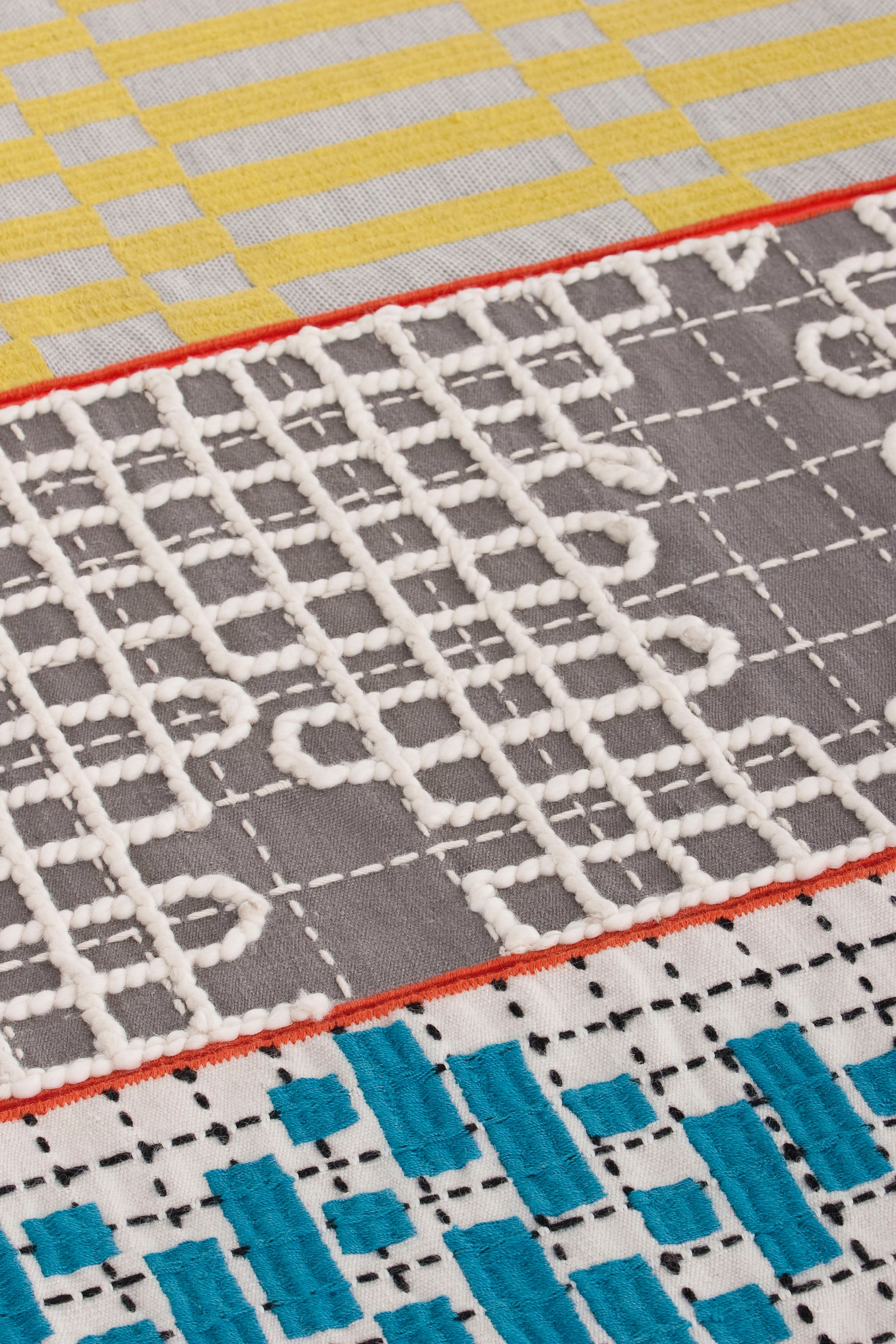 Design vloerkleed Gan Rugs Bandas Alfombras Turquoise Detail