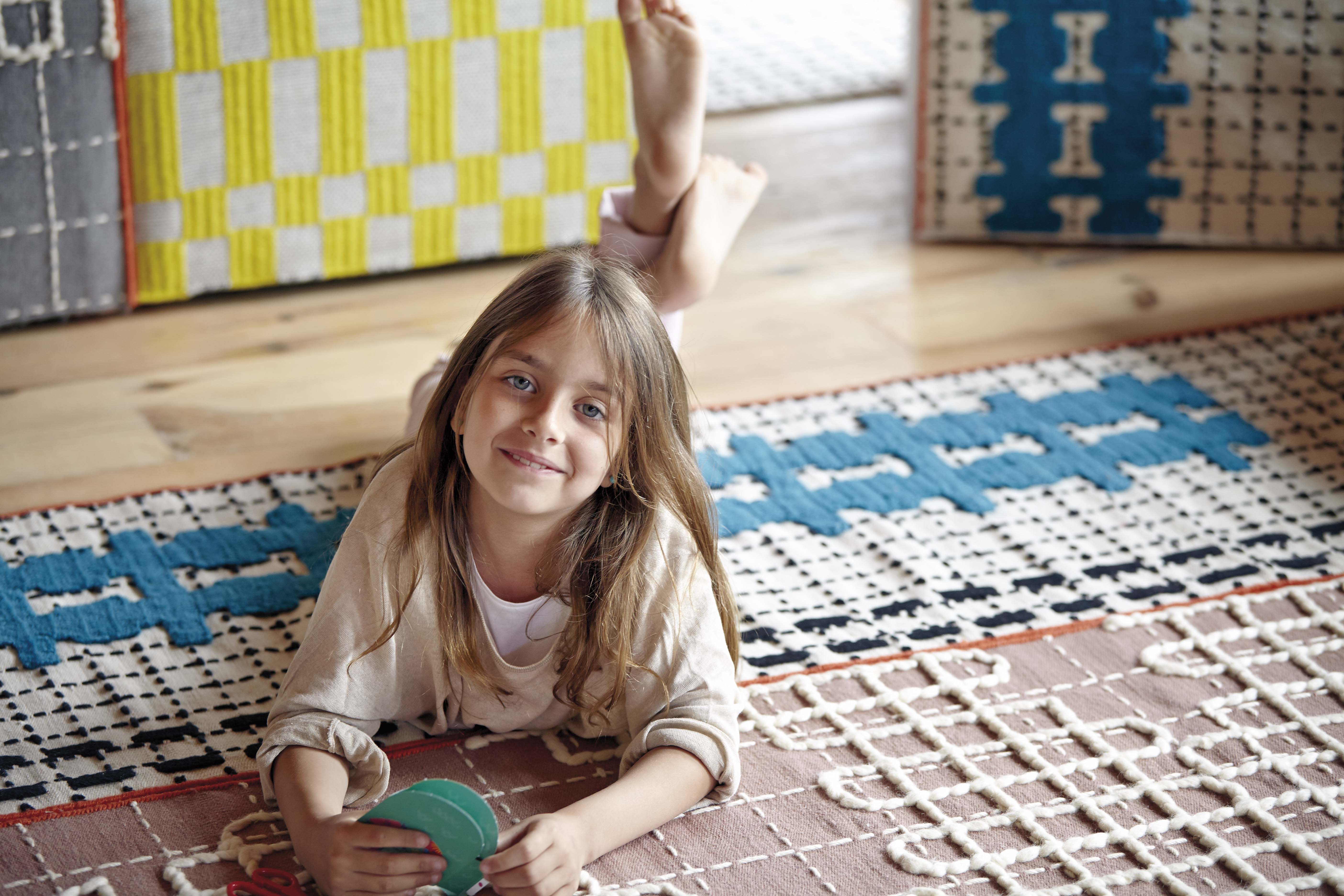 Design vloerkleed Gan Rugs Bandas Alfombras Turquoise Sfeer