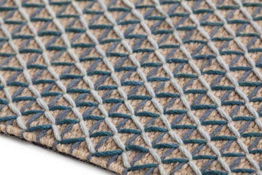 Design vloerkleed Gan Rugs Raw blauw closeup