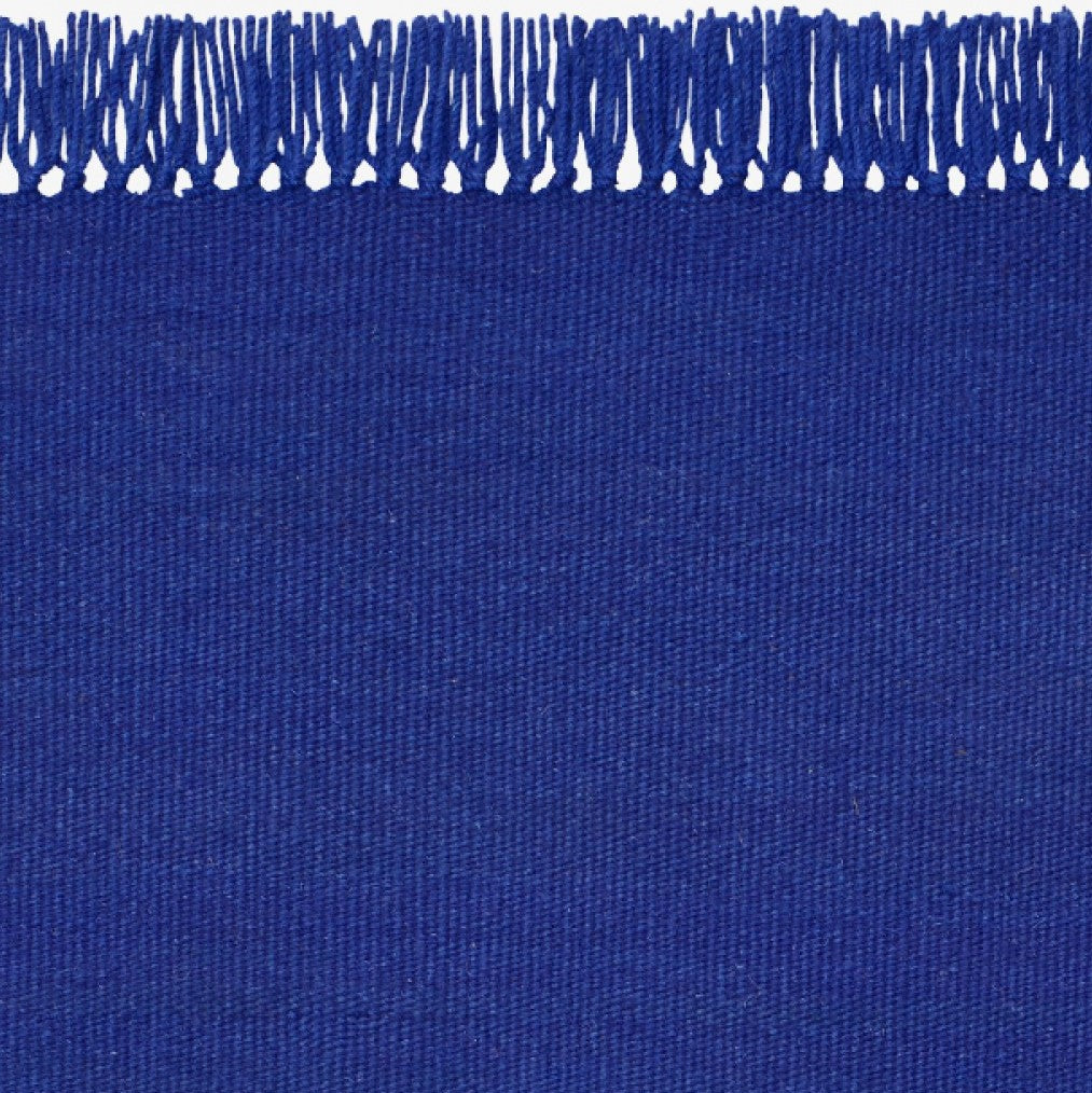Design vloerkleed Kvadrat Kelim Coloured Fringes Blauw C1111