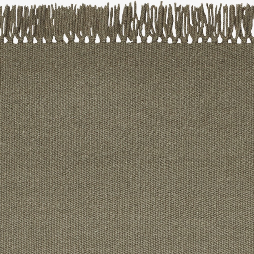 Design vloerkleed Kvadrat Kelim Coloured Fringes Bruin Groen C3636