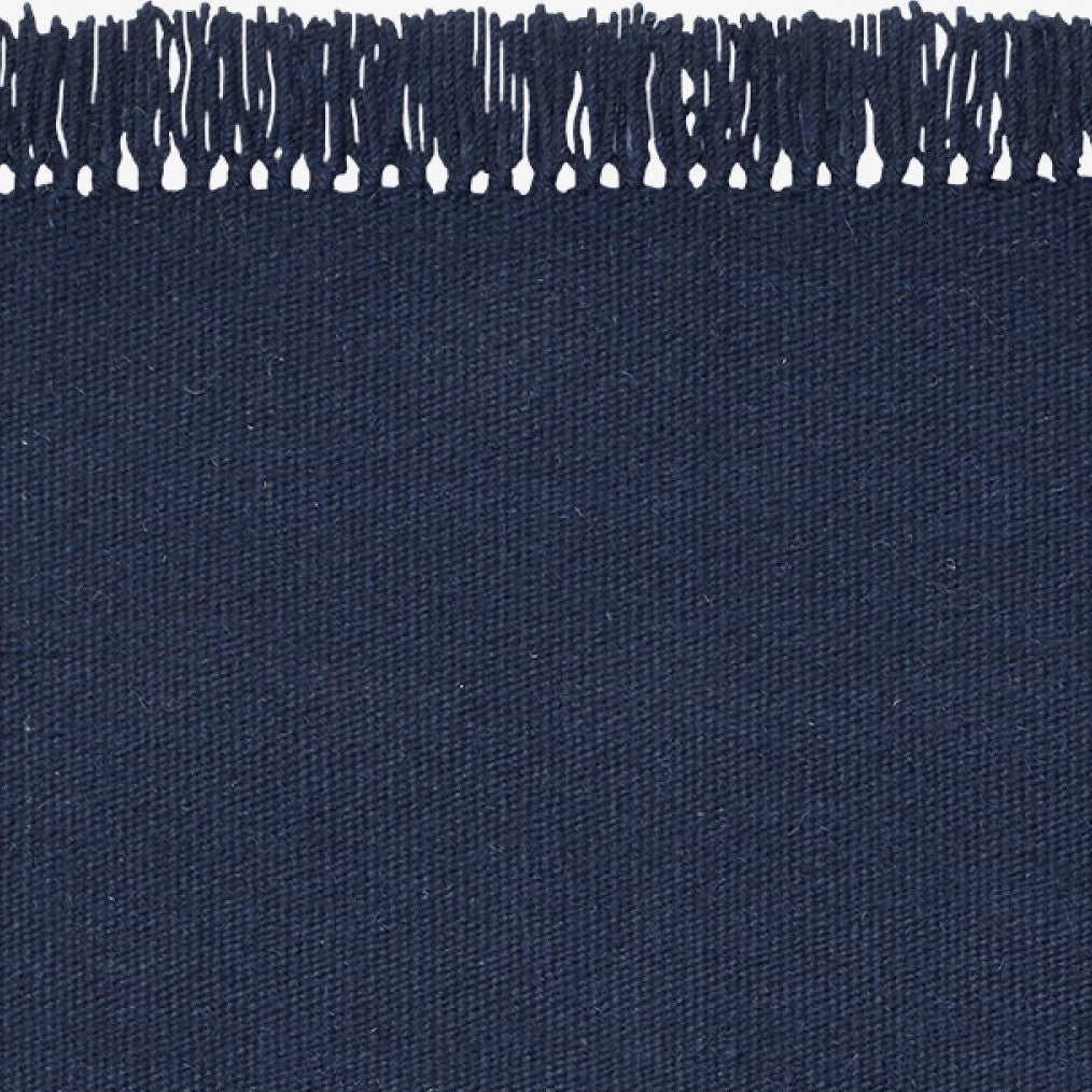 Design vloerkleed Kvadrat Kelim Coloured Fringes Donkerblauw C3131