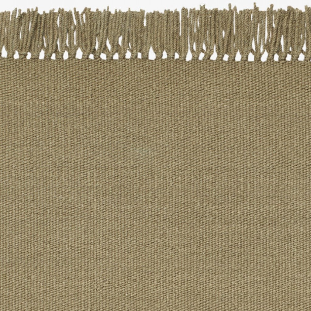 Design vloerkleed Kvadrat Kelim Coloured Fringes Groen Bruin C2626