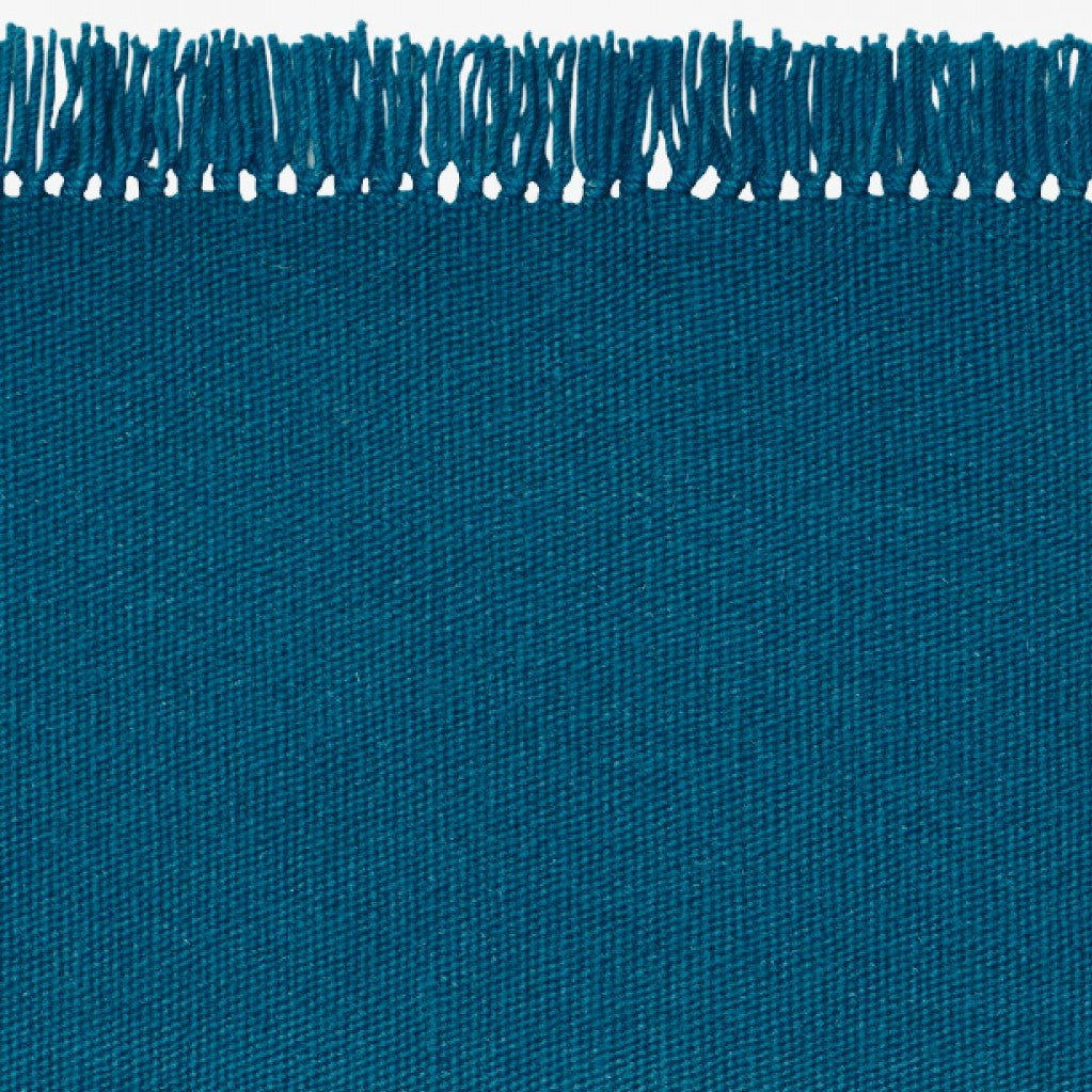 Design vloerkleed Kvadrat Kelim Coloured Fringes Nachtblauw C4141