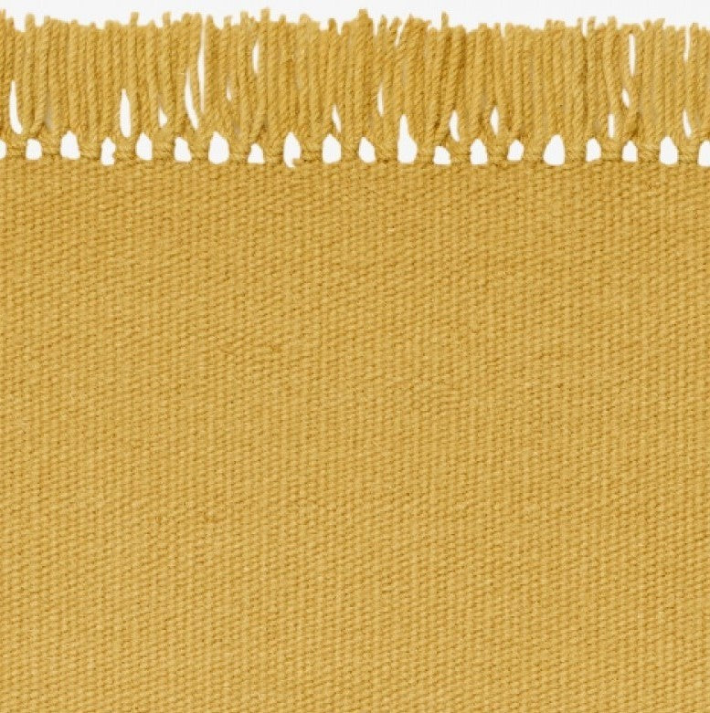 Design vloerkleed Kvadrat Kelim Coloured Fringes Oranjegeel C3232