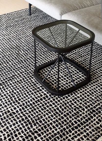 Berber vloerkleed Woodnotes Grid White Black
