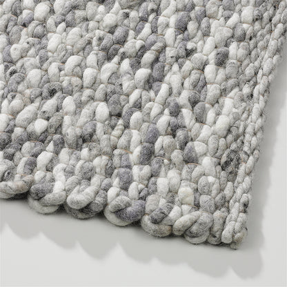 Grof handgeweven wollen vloerkleed Karlijn Mix Grijs detail