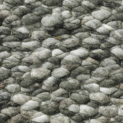 Grof handgeweven wollen vloerkleed Karlijn Mix Groen Grijs