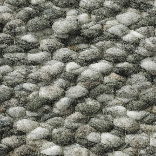 Grof handgeweven wollen vloerkleed Karlijn Mix Groen Grijs