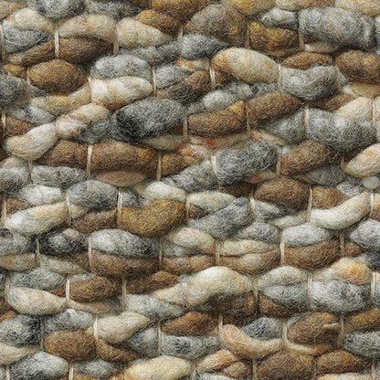 Grof handgeweven wollen vloerkleed Karlijn Mix Honing