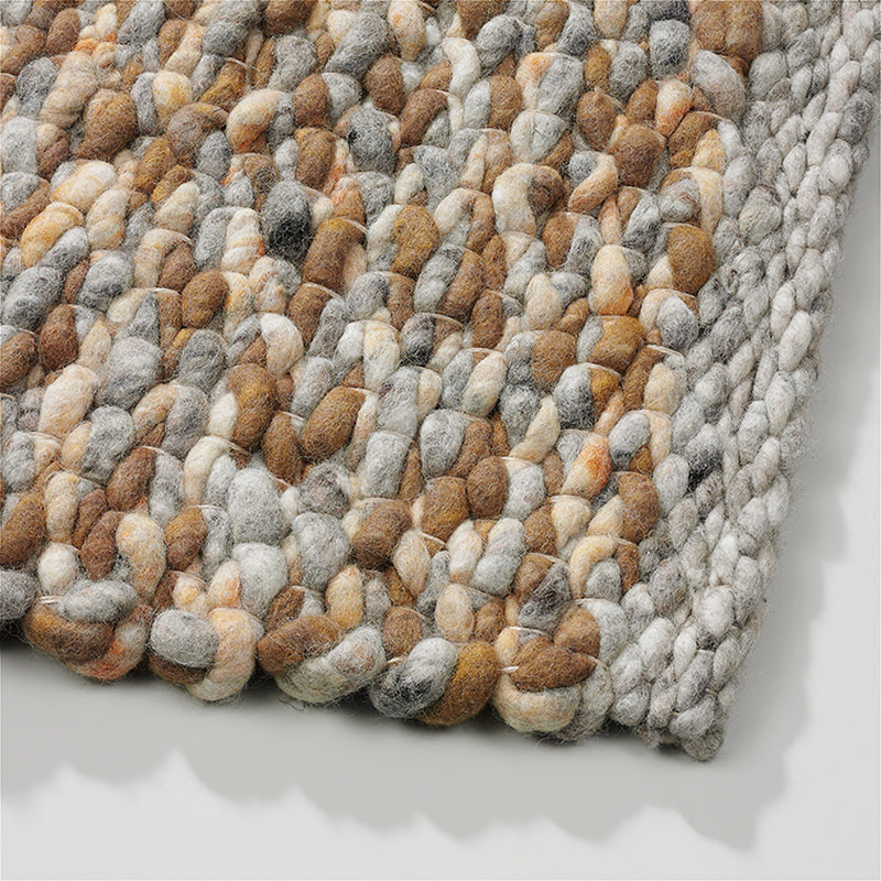 Grof handgeweven wollen vloerkleed Karlijn Mix Honing detail