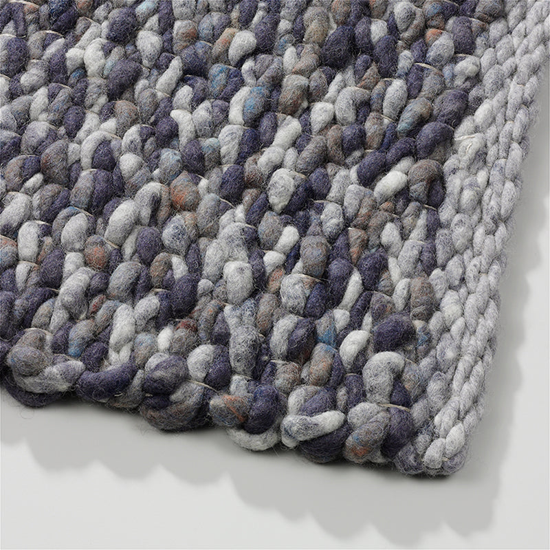 Grof handgeweven wollen vloerkleed Karlijn Mix Jeans detail