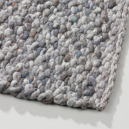 Grof handgeweven wollen vloerkleed Karlijn Mix Paars Grijs detail