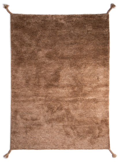 Hand Geknoopt Wollen Vloerkleed Woodnotes Uni Ivory Camel volledig