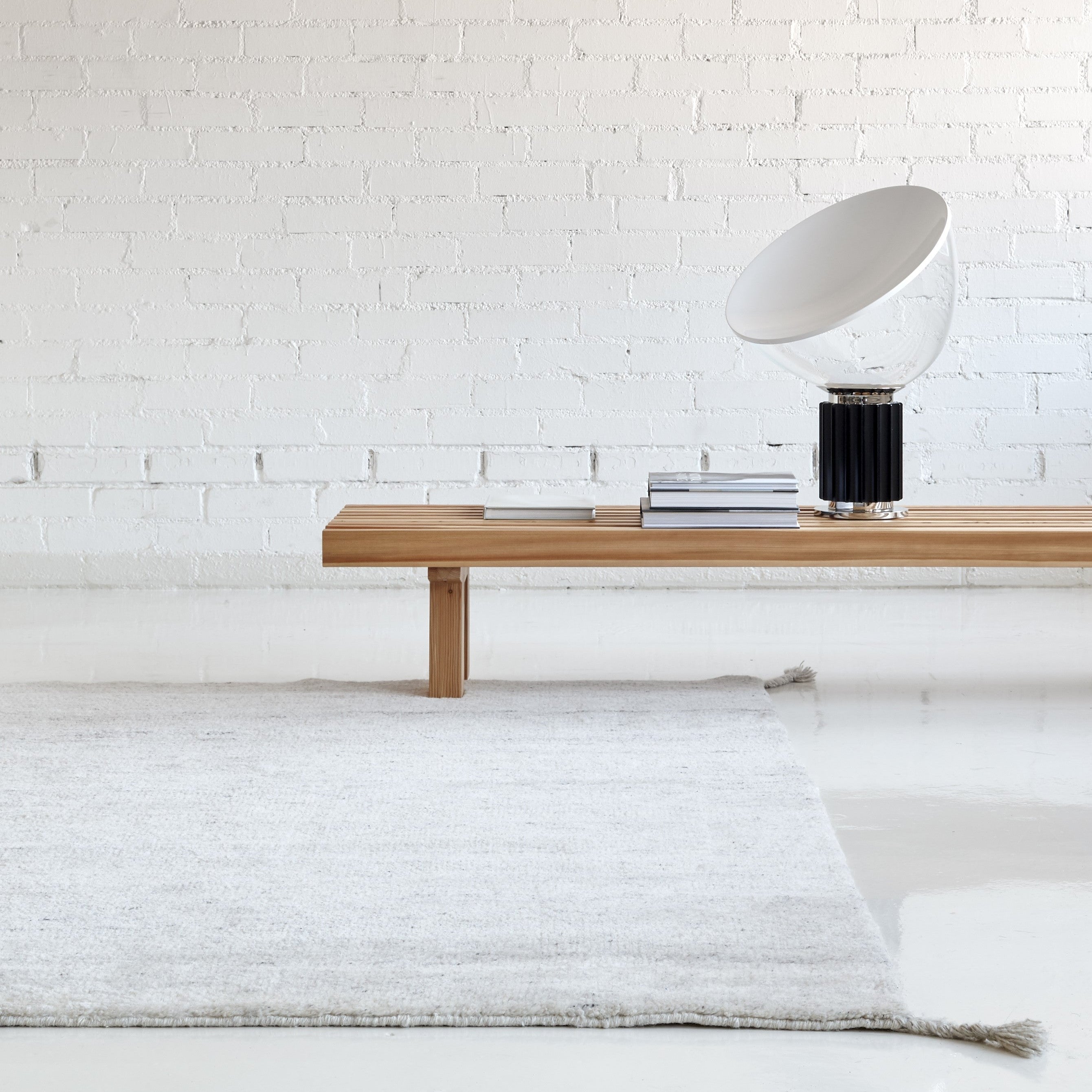 Hand Geknoopt Wollen Vloerkleed Woodnotes Uni Ivory White interieur