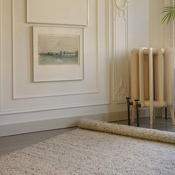 Handgeweven Wollen vloerkleed Franka Offwhite 001 Sfeer