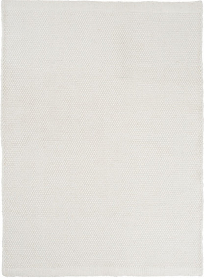 Handgeweven vlak wollen vloerkleed Anna Natural White