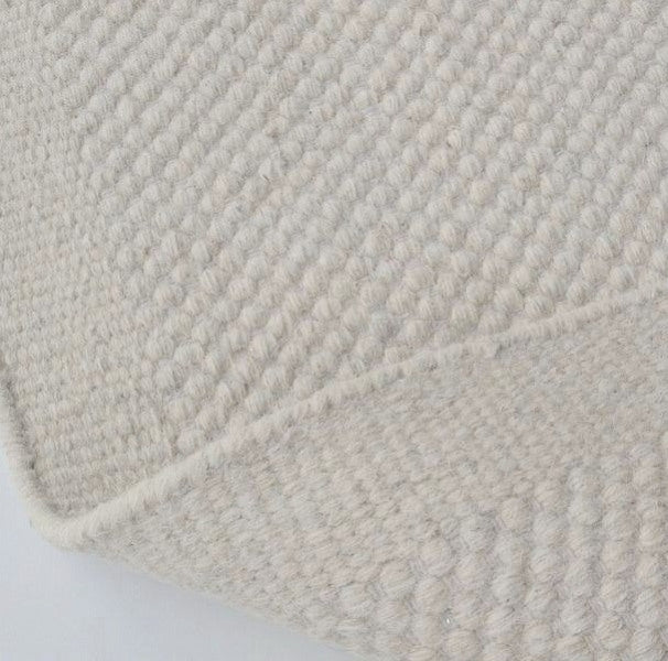 Handgeweven vlak wollen vloerkleed Anna Natural White detail