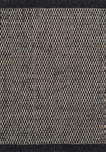 Handgeweven wollen vloerkleed Anna Natural Black