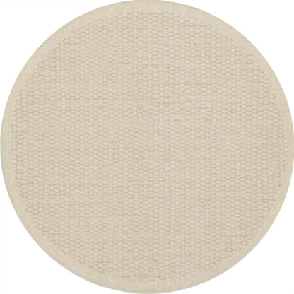 Handgeweven wollen vloerkleed Arna Wit 01 rond