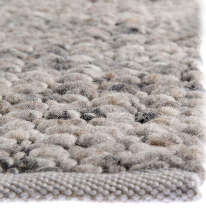 Handgeweven wollen vloerkleed Filou Beige Grijs 04 detail 