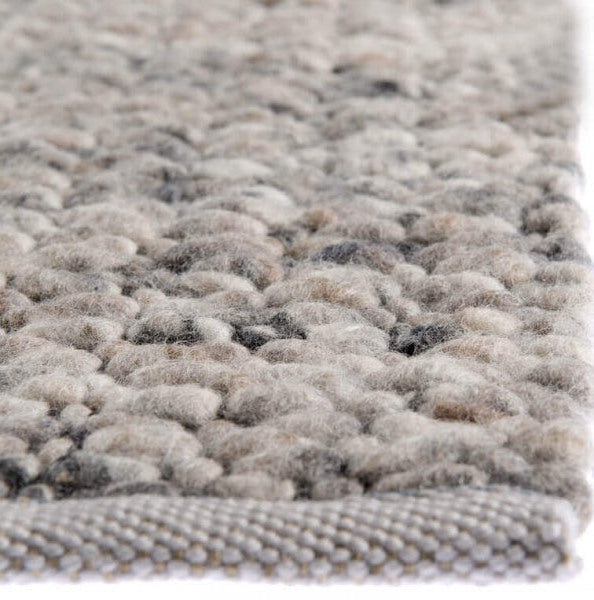 Handgeweven wollen vloerkleed Filou Beige Grijs 04 detail 