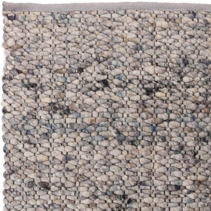 Handgeweven wollen vloerkleed Filou Grijsblauw 21 